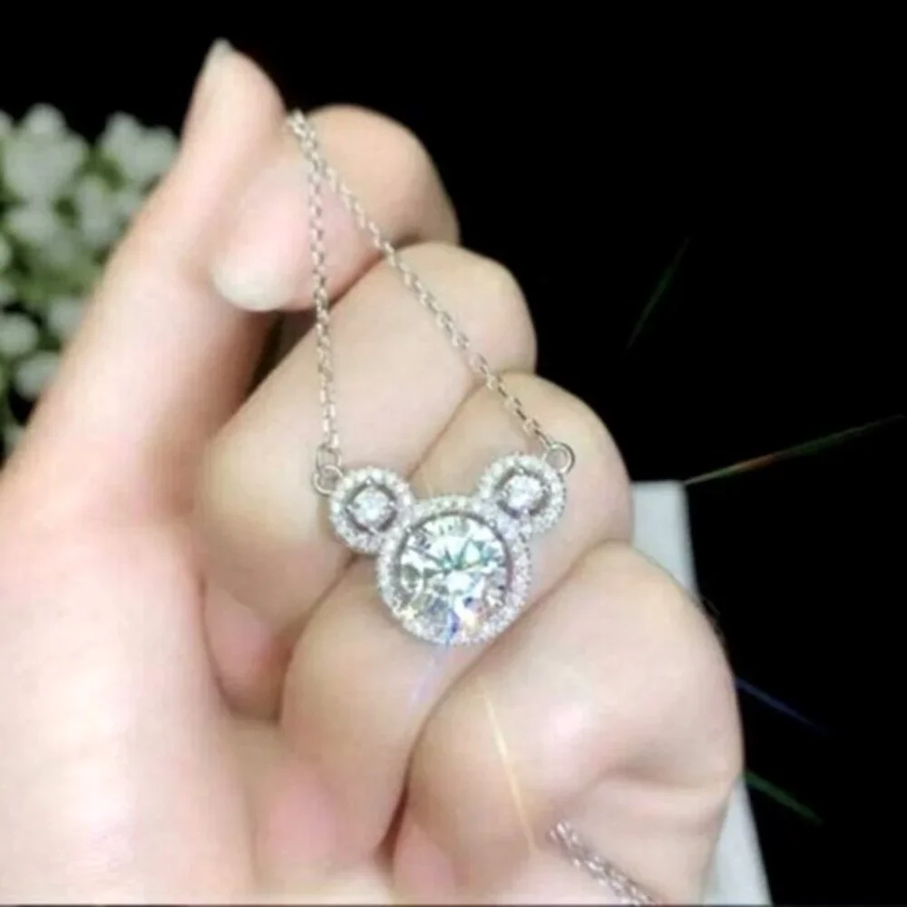New 925 Silver CZ Mickey Necklace